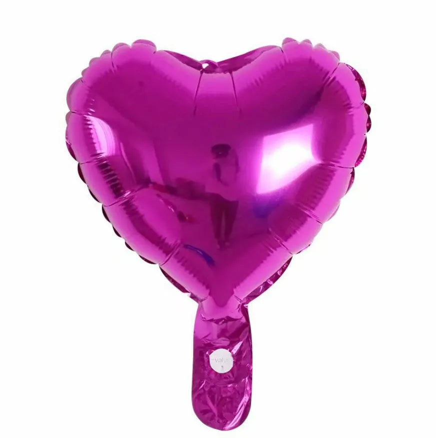 Five peach heart-shaped aluminium balloons in metallic colours for party decorations