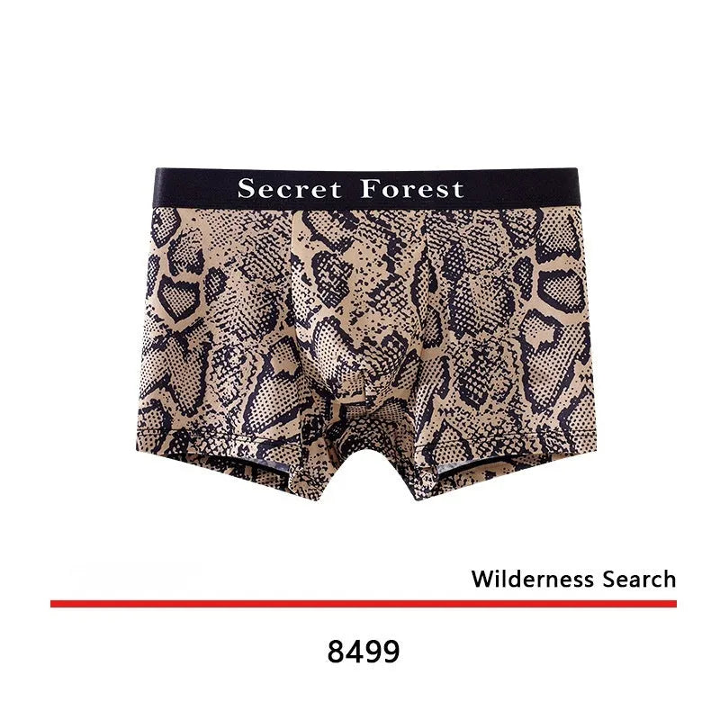 Men's thin polyester boxer shorts in black, grey, and brown with loose fit and mid-rise waist