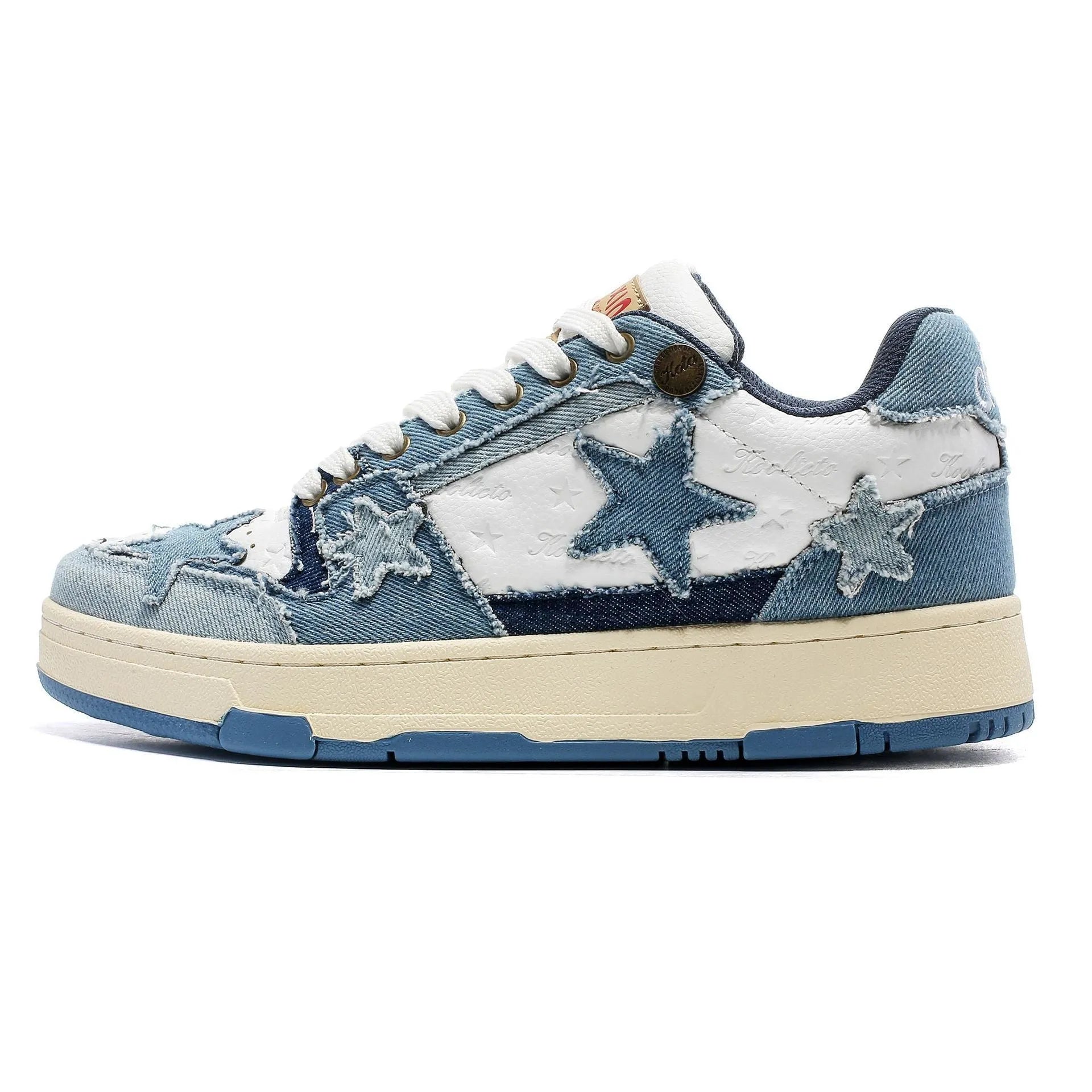 Cowhide leather low-top platform running shoes with round toe and front lace-up design
