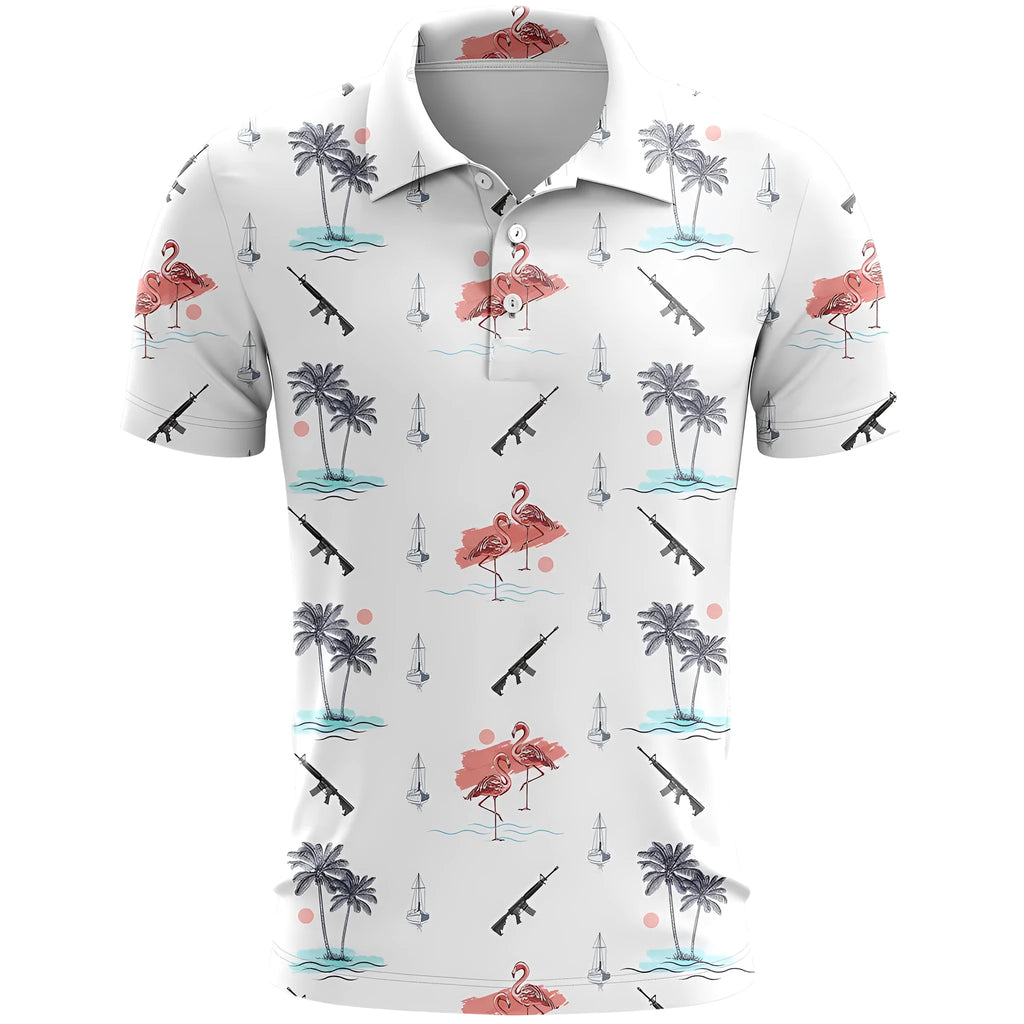 Men's 3D printed short sleeve sports T-shirt in bird eye polyester fabric with colour matching pattern