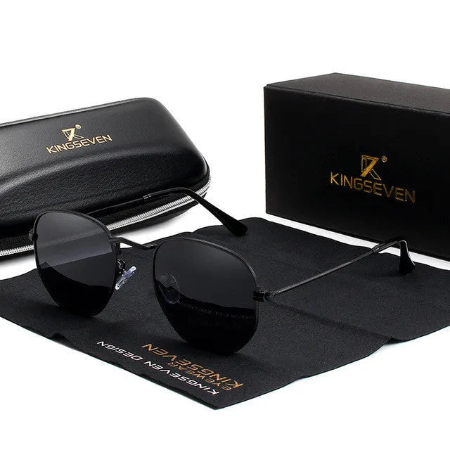 Classic round-frame sunglasses for men in various colours on a white background.