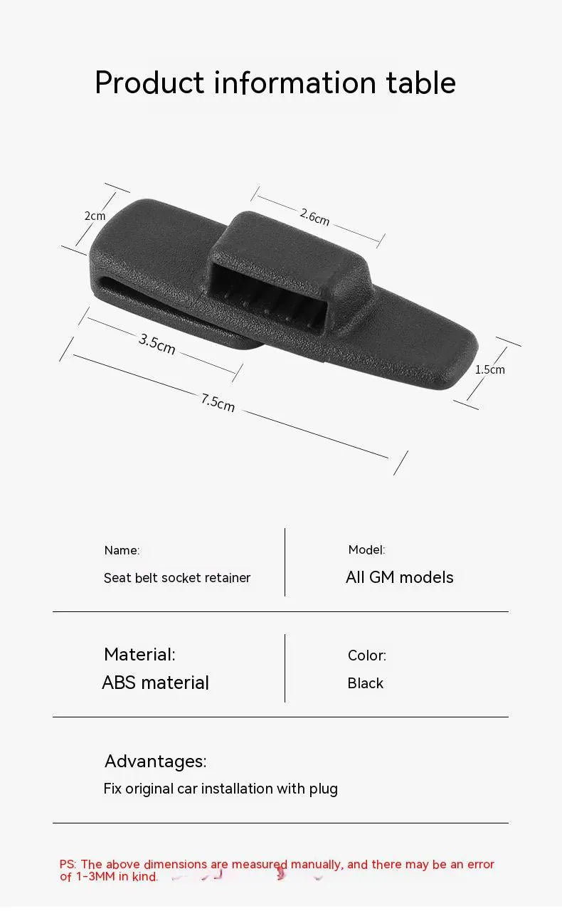 Black ABS plastic car safety belt stopper clip set with 2 pieces in OPP packaging