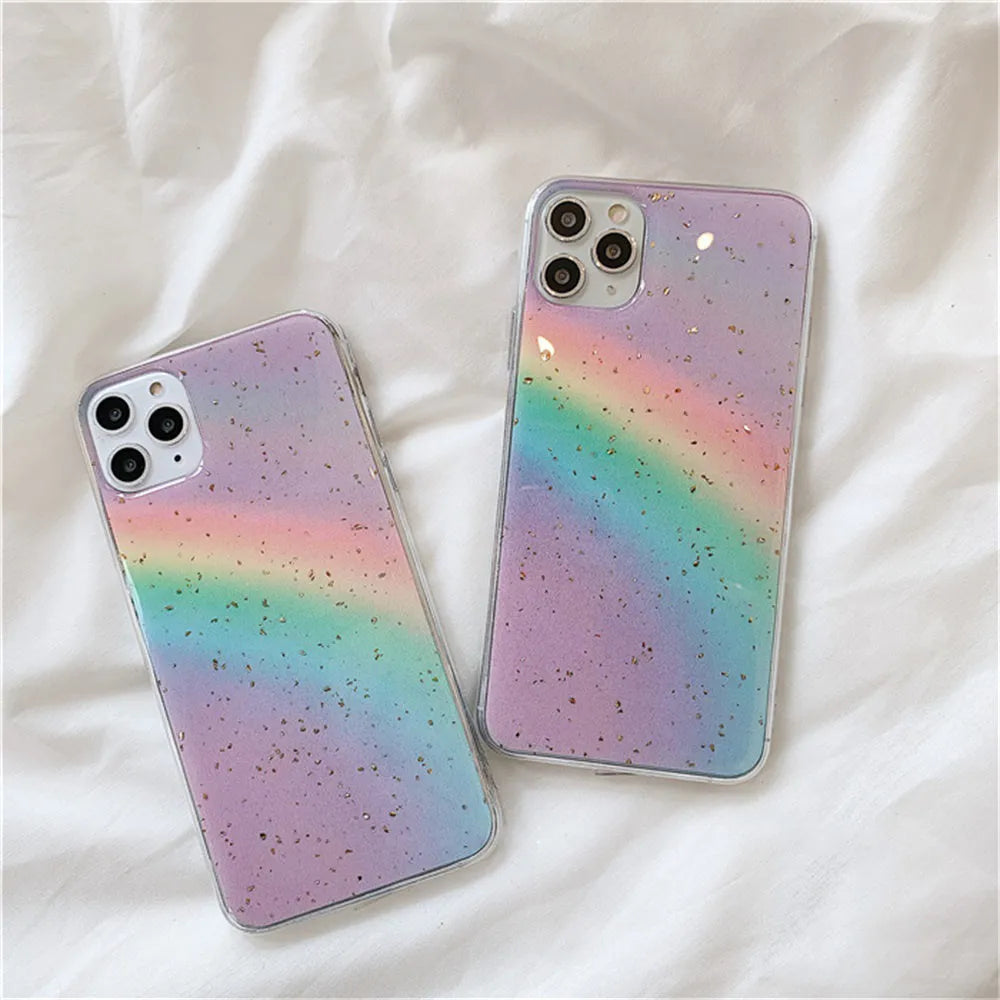 Rainbow gradient stripe phone case for iPhone with Japanese Korean style design