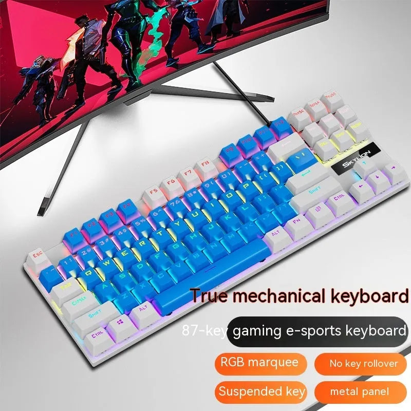 K87 mechanical keyboard with metal housing and 1.4m cable in selected colour with green or red axis switches