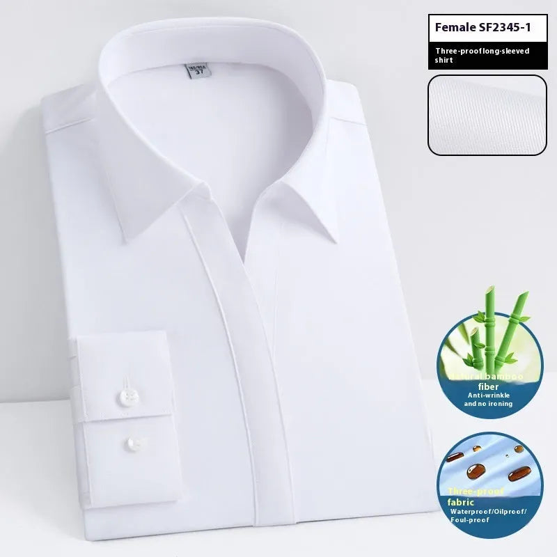 Men's slim fit business shirt in bamboo fibre with square collar, shown in a solid colour.
