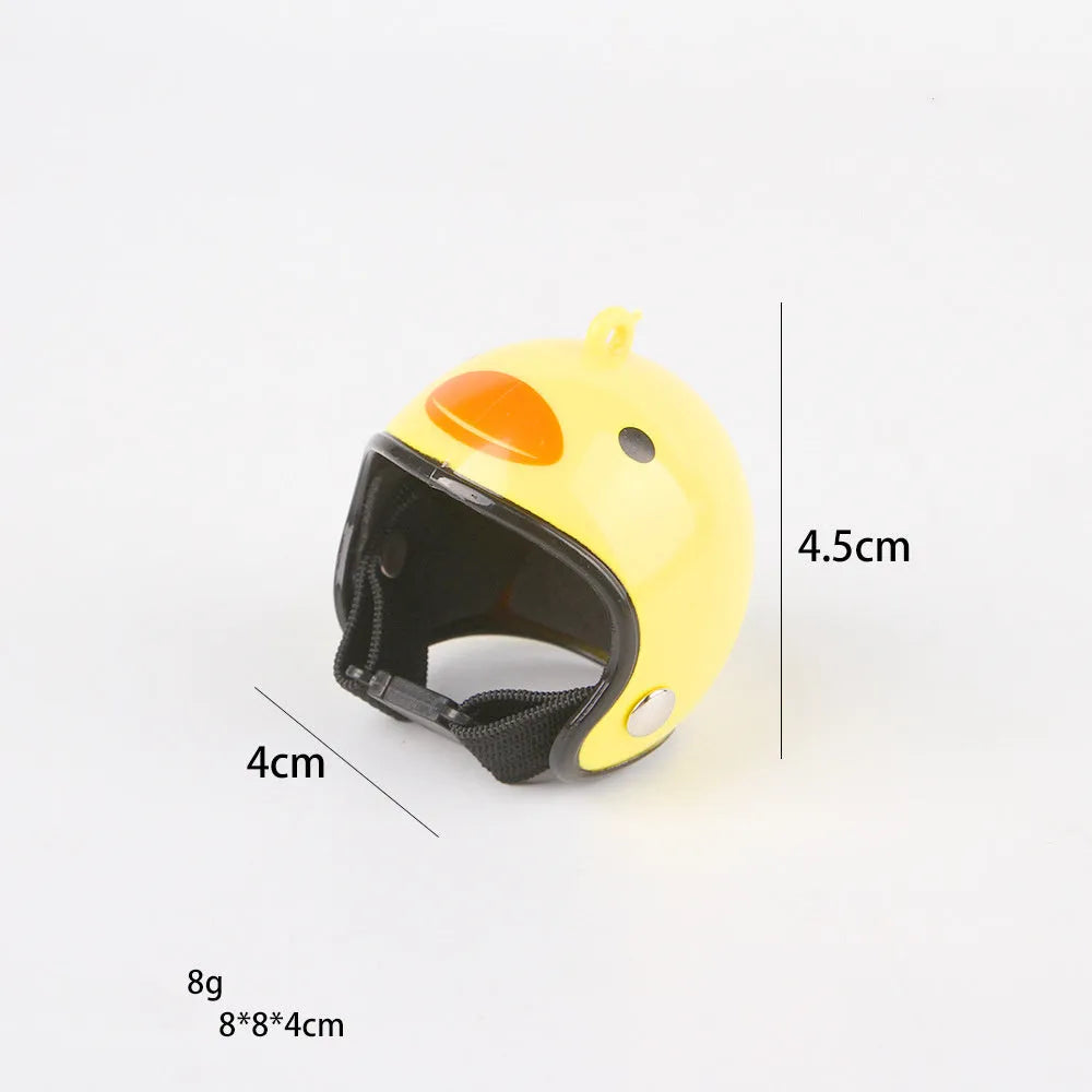 Small pet safety helmet for chickens and birds with adjustable elastic bands