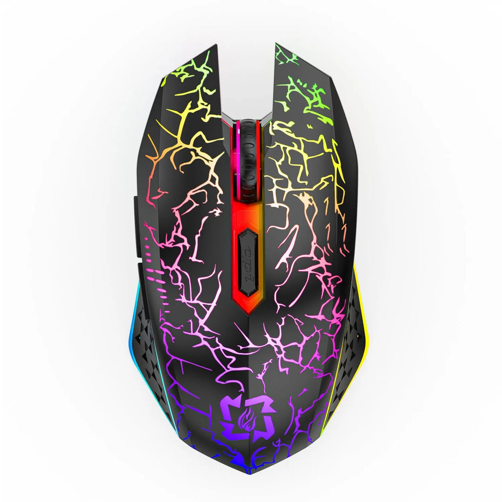 Black and white Bluetooth dual-mode gaming mouse with luminous breathing light and rechargeable design