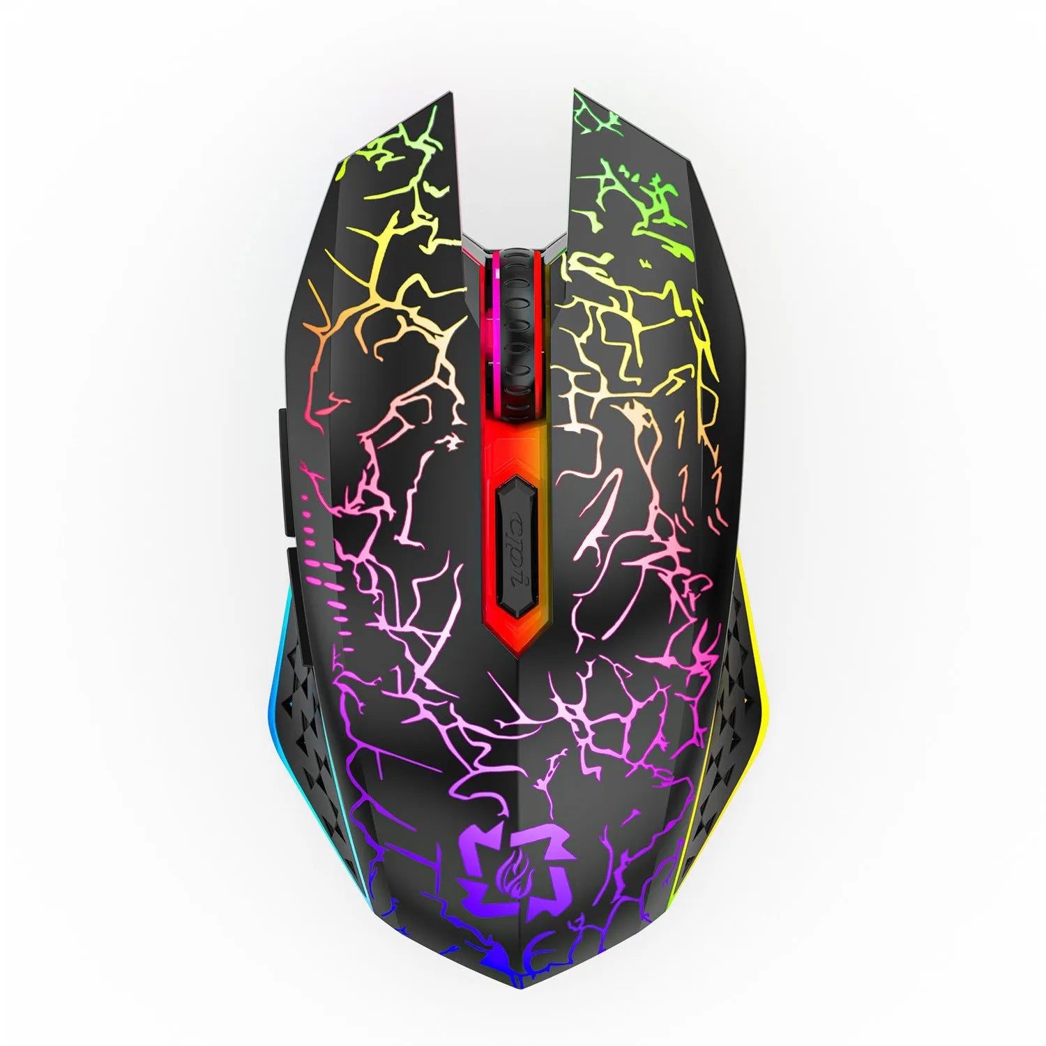 Black and white Bluetooth dual-mode gaming mouse with luminous breathing light and rechargeable design