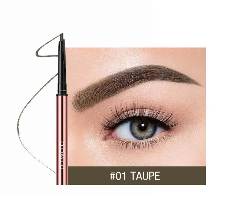 Brow make-up stick in colour box, showing 15.5cm length and six colour options for eyebrows.