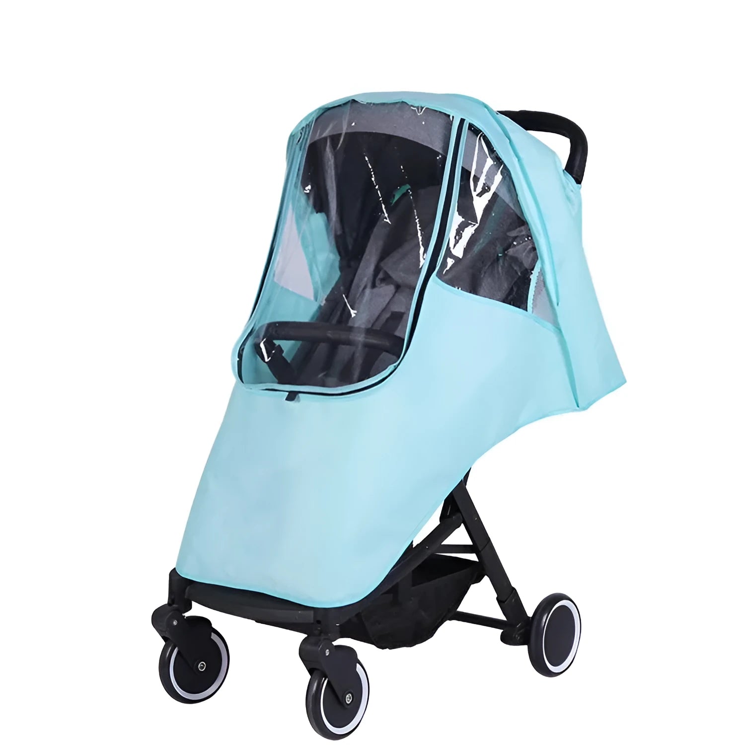 Universal baby stroller rain cover in waterproof cationic linen fabric with nonslip handle