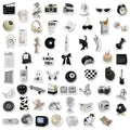 Black and white sticker set with 61 pieces, PVC waterproof material for laptops and cups