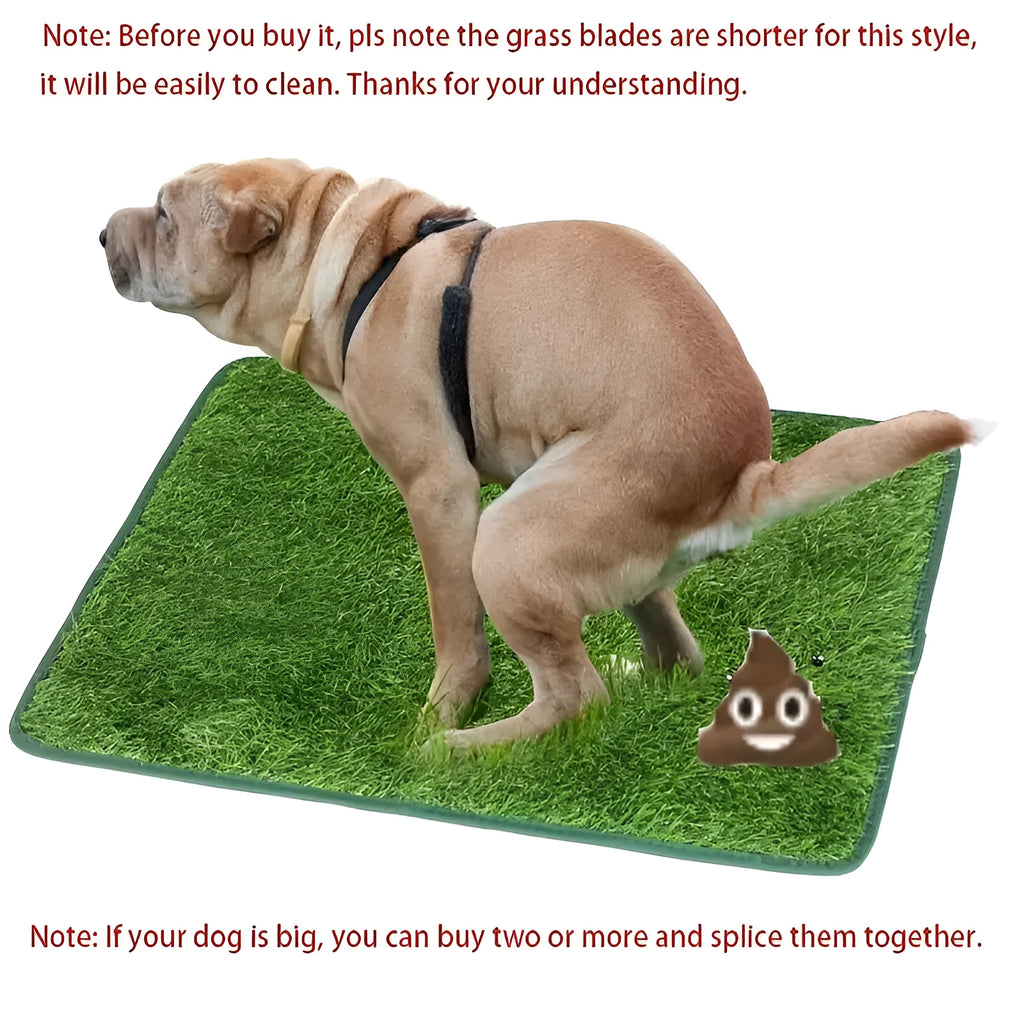 Artificial grass dog toilet training mat with plastic base in three sizes.