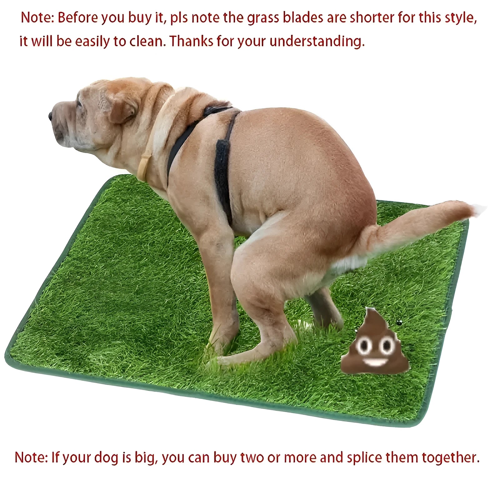 Artificial grass dog toilet training mat with plastic base in three sizes.