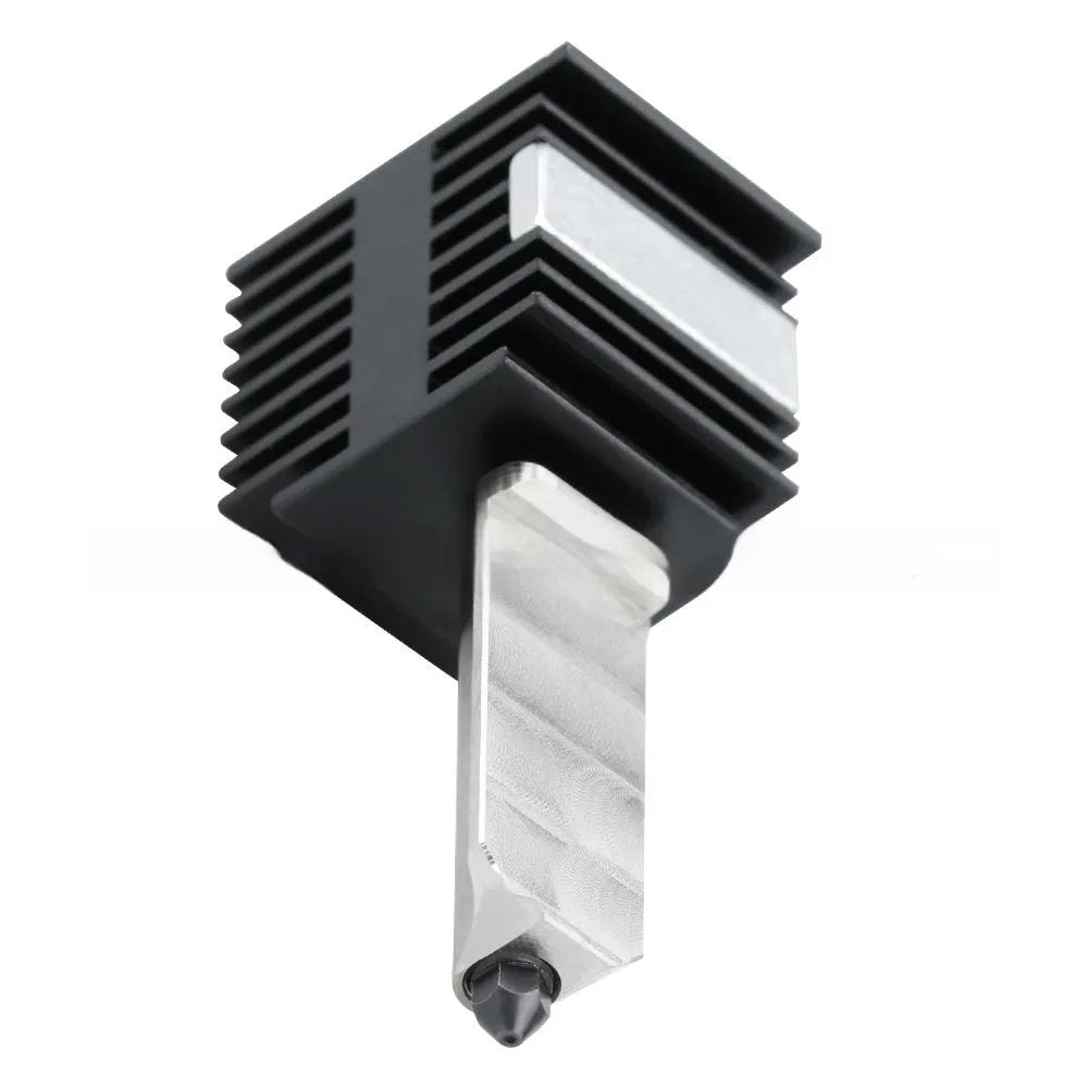 Bambu Lab A1 Mini 3D printer hardened steel nozzle hot end kit with four nozzle sizes and black silicone sleeves.