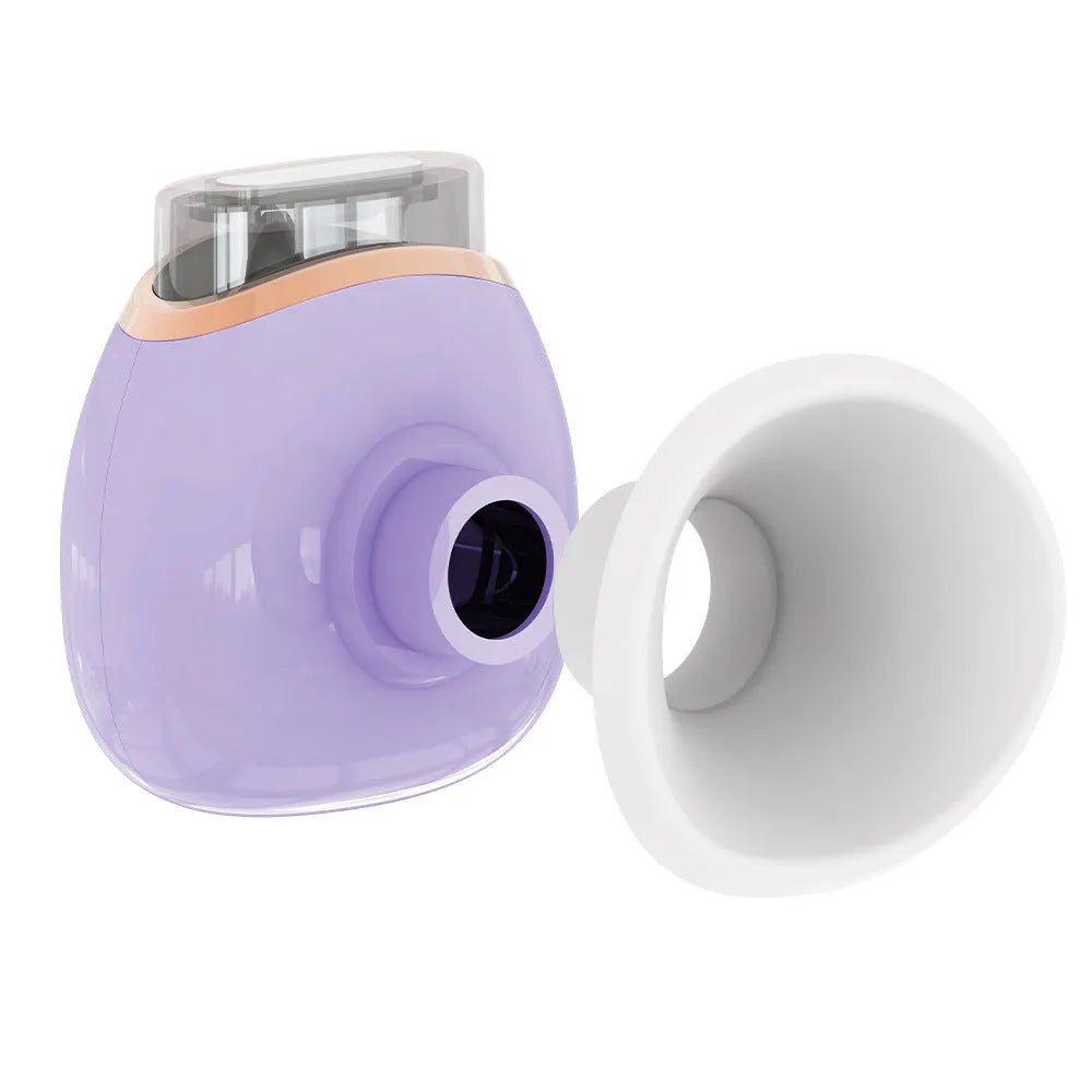 White and purple rechargeable eye humidifier with USB charging cable