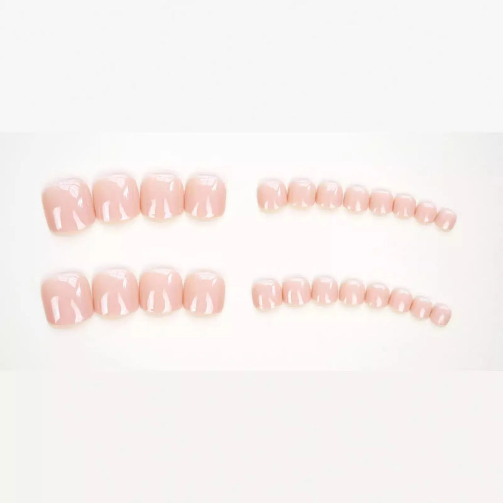 Skin colour artificial toenail stickers with adhesive glue for nail enhancement