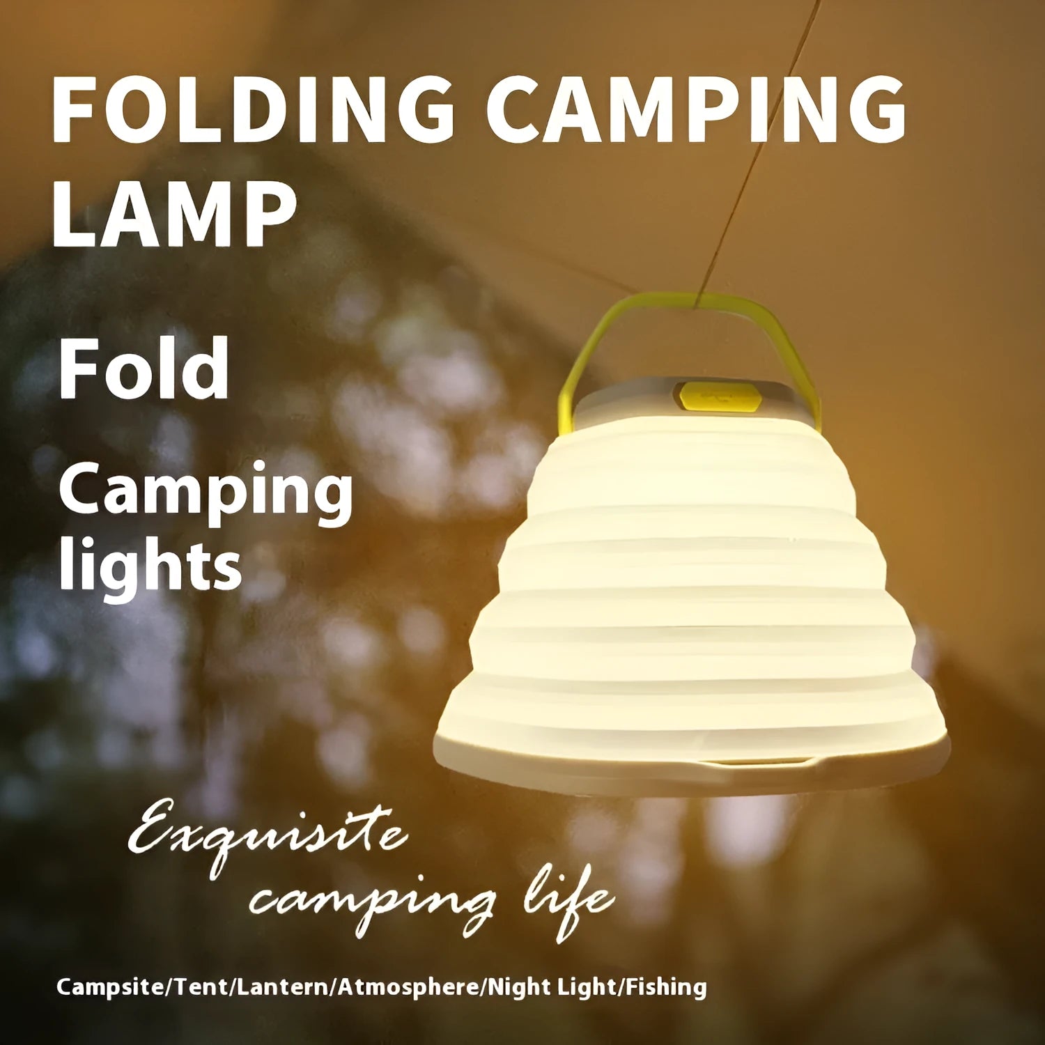 White camping lamp with large capacity battery for tent lighting and outdoor use