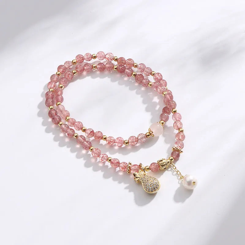 Strawberry quartz geometric crystal bracelet for women with money drawing and luck changing intentions