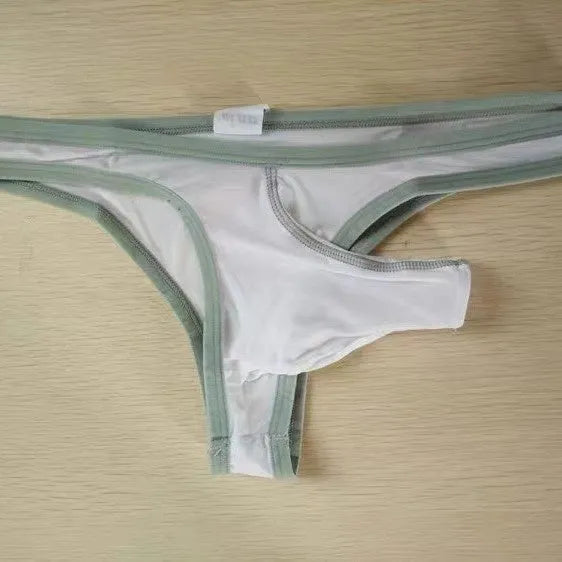 Men's ice silk elephant nose design briefs in multiple colours on a white background.