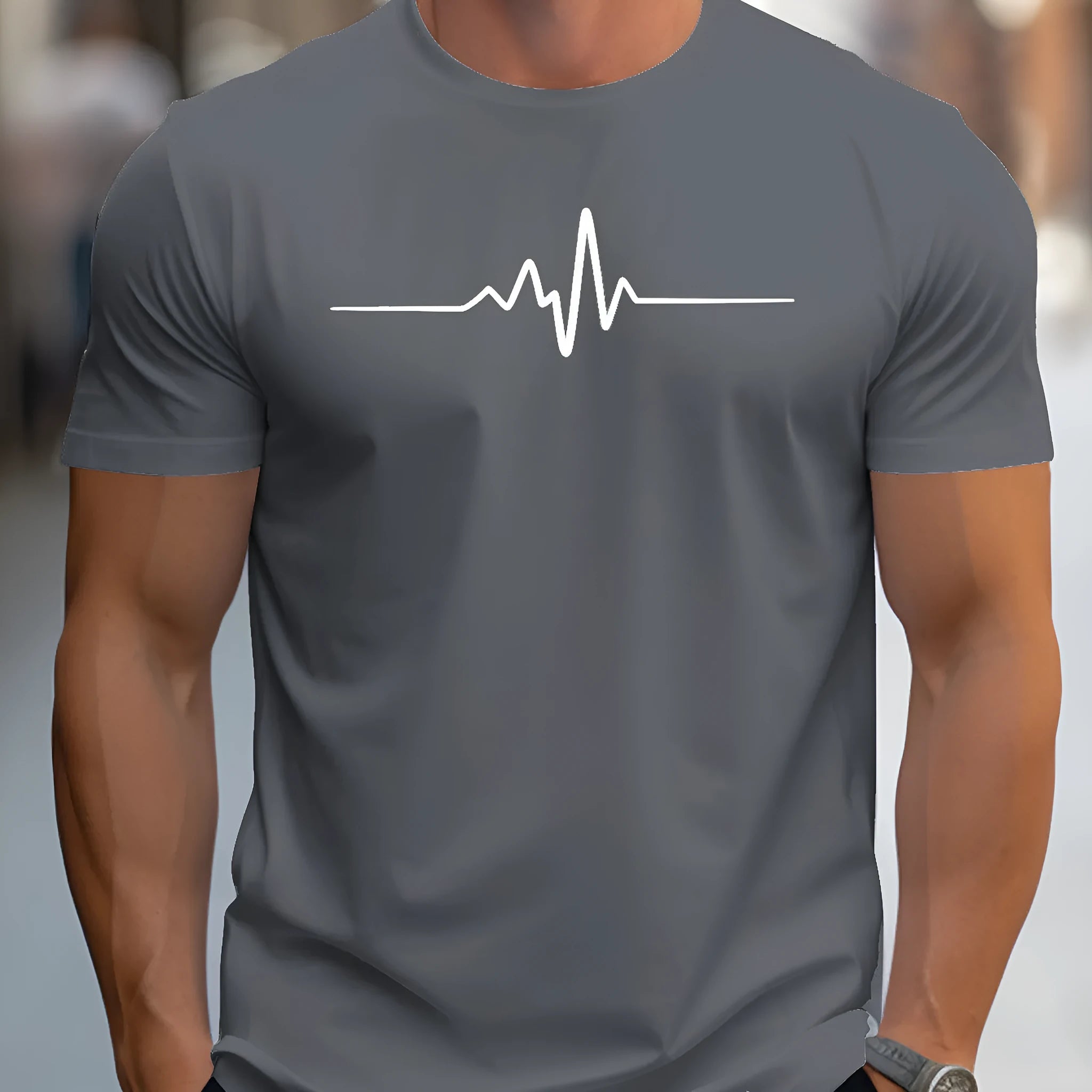 Men's loose fit 3D letter sports T-shirt in chemical fibre blend fabric with short sleeves