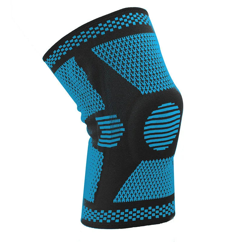 Sports fitness silicone spring knee pads in green blue white orange colours with polyamide construction for M L XL sizes