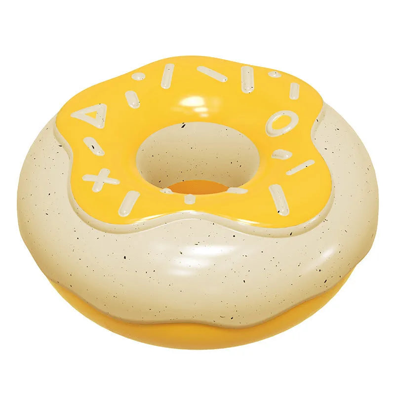 TPR molar teeth cleaning donut dog toy with squeaker in pink, chocolate, and yellow colour options