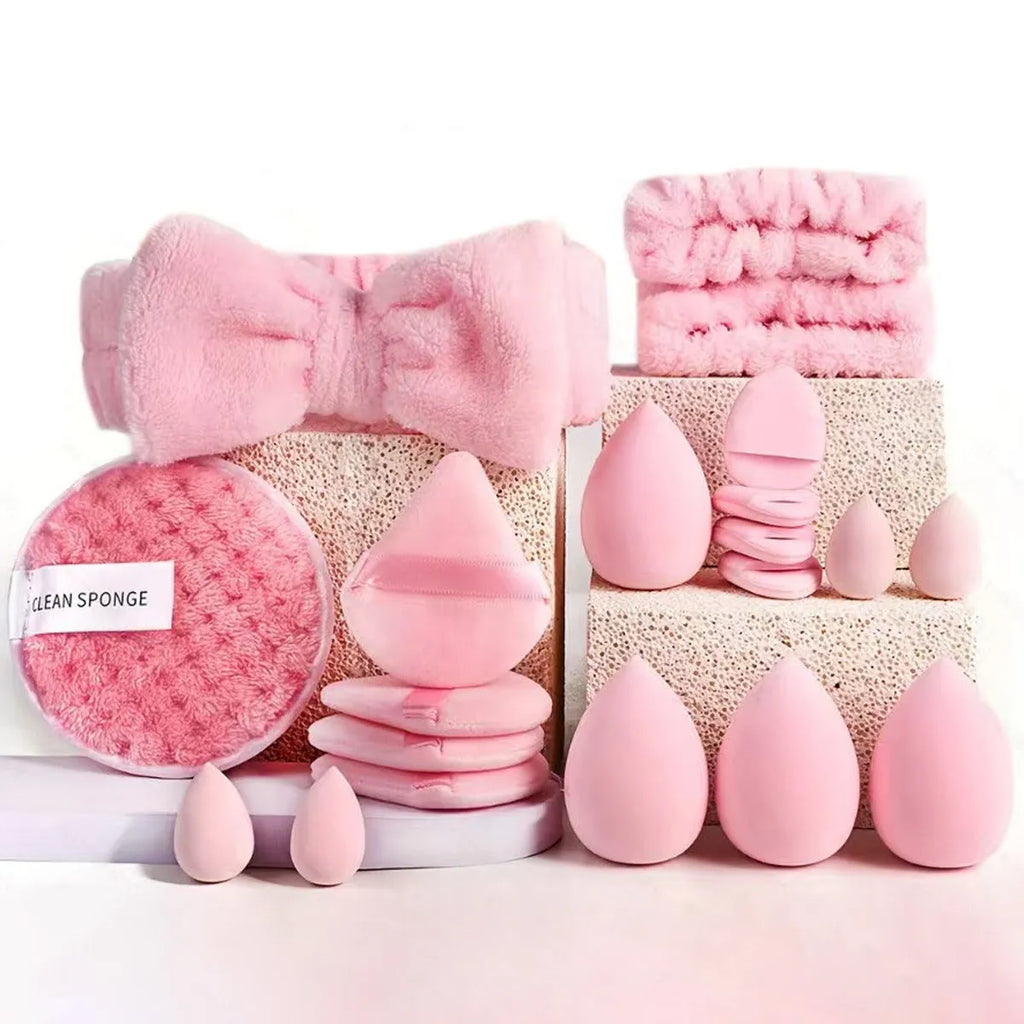 40-piece hydrophilic non-latex makeup sponge beauty tool set in brown pink purple colour options