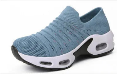 Plus size fly-knit socks shoes in multiple colours with stretch mesh upper and low heel