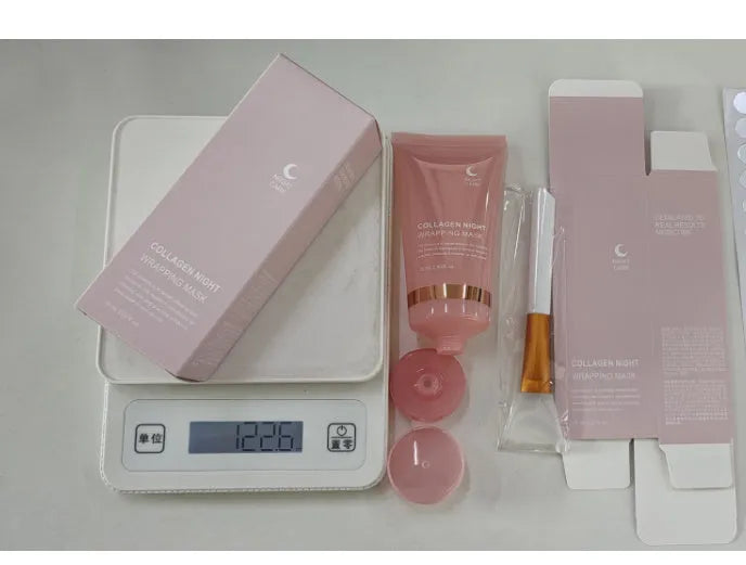 75ml collagen night mask bottle with application brush for overnight facial treatment