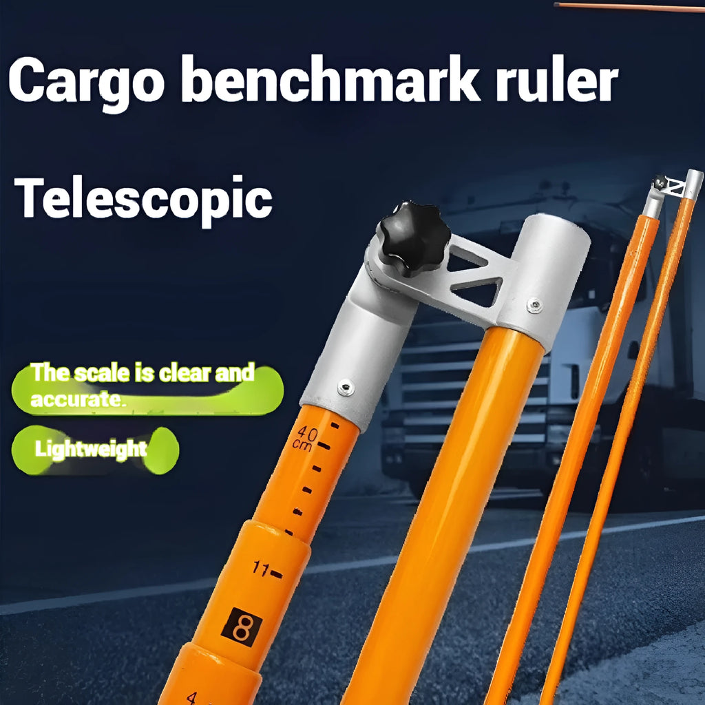 Telescopic fibreglass truck height measuring rod extended to show clear measurement scale