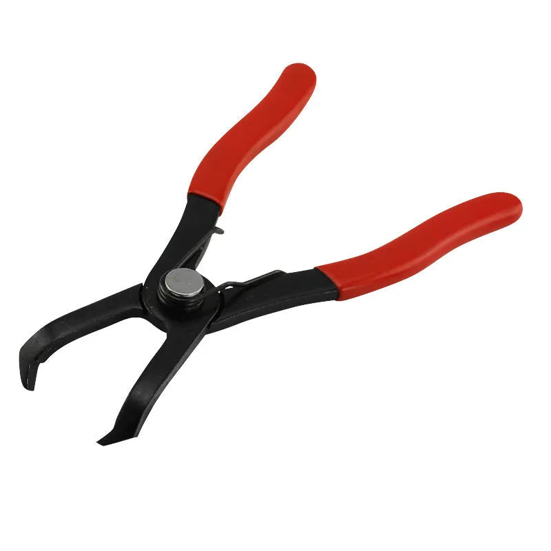 Red interior round nail removal pliers with 50# carbon steel jaws and PVC handle for car door panel repair