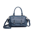 Vintage PU messenger bag in horizontal square shape with contrast stitching