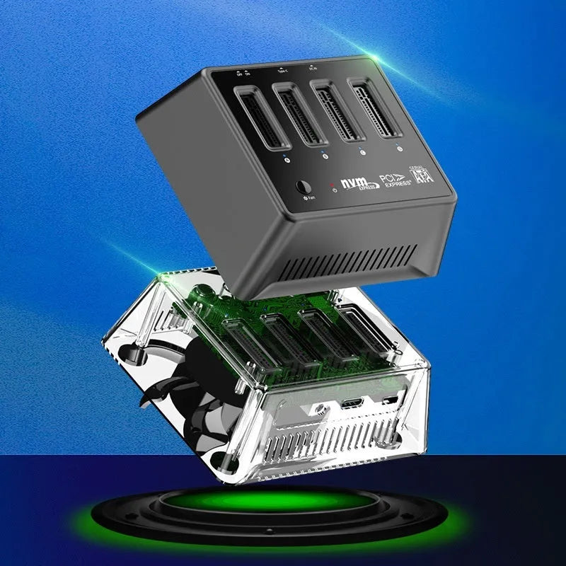 M2 dual protocol SSD enclosure with aluminum case for NVMe and SATA solid state drives