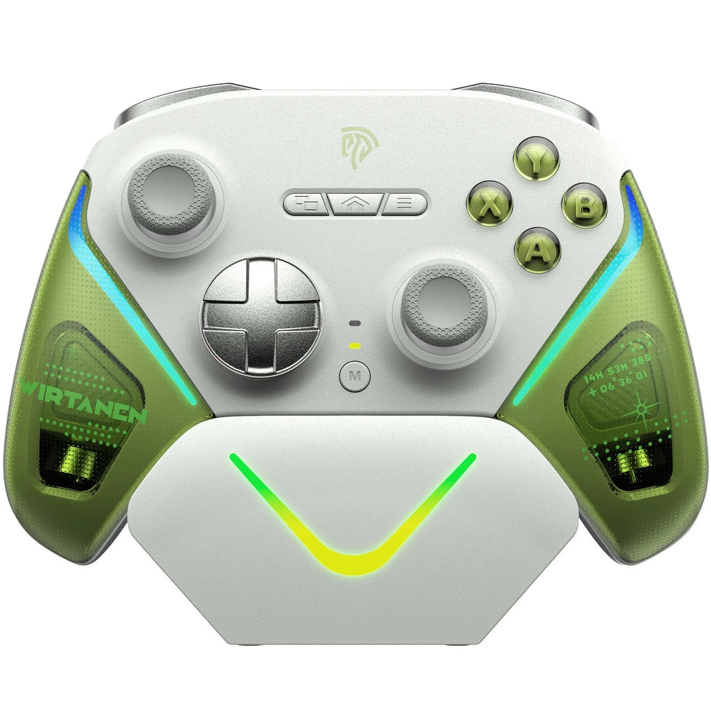 Rocker Smart Startstop Charging Base for wireless game controllers in black, green, or purple