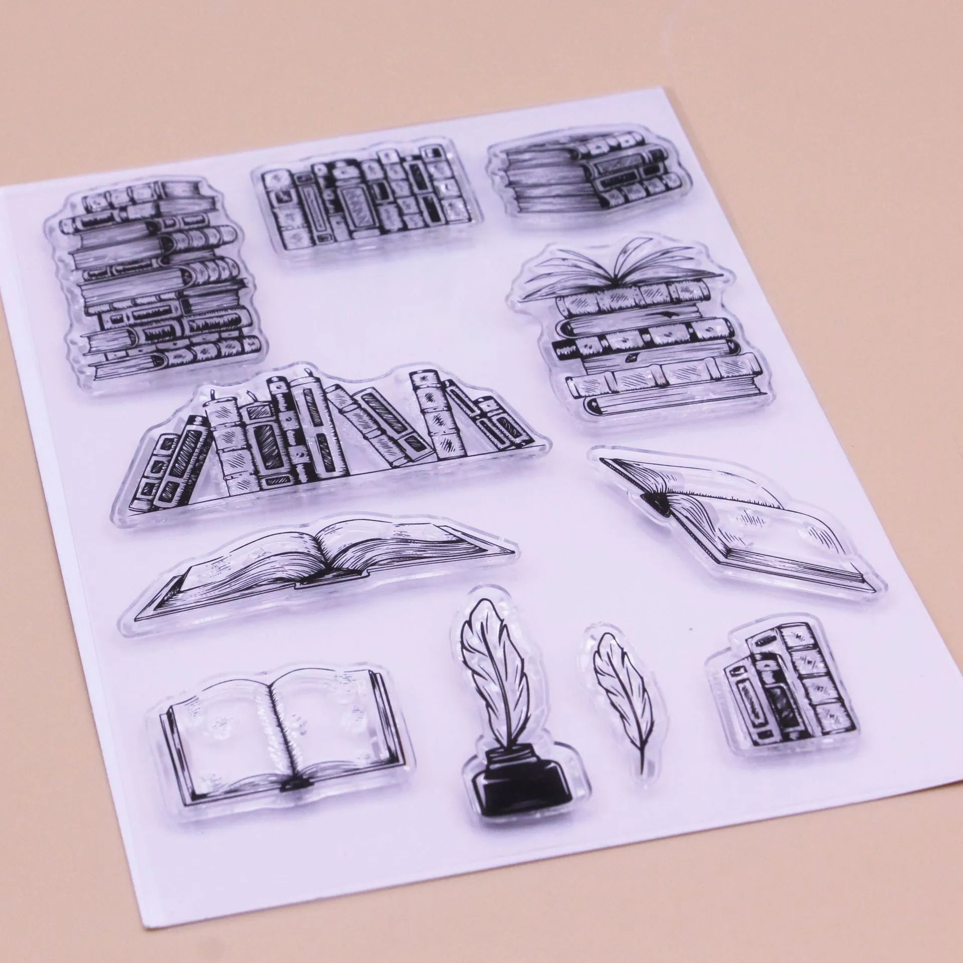 11 by 16cm transparent silicone craft stamp with a raised seal pattern on a white background.