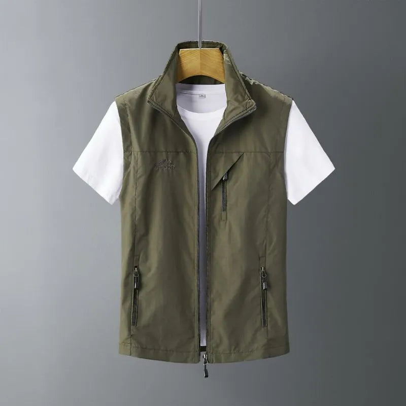Men's rabbit fur hooded vest in slim fit waistcoat design for outdoor casual wear