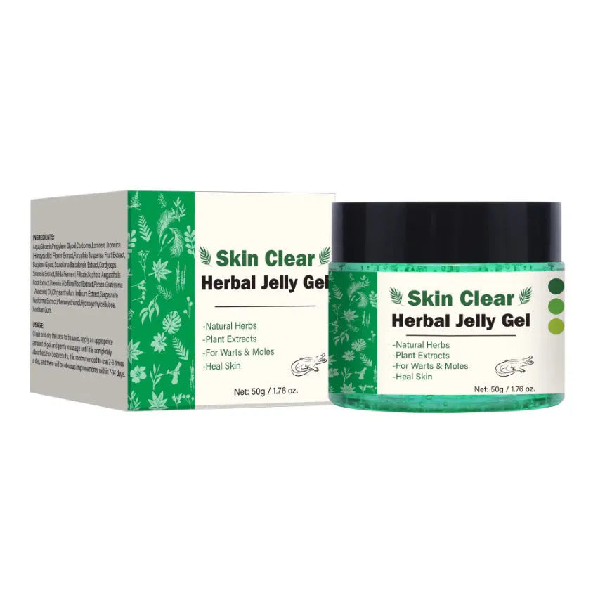 Clear herbal gel in 50g jar with FP-B012-50g specification for topical body care