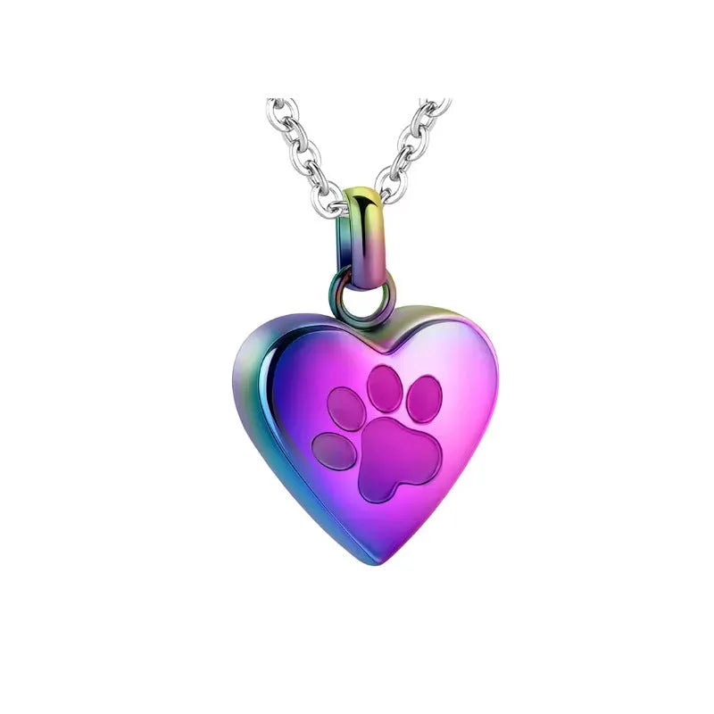Titanium steel openable heart cinerary necklace for ashes in choice of five colours