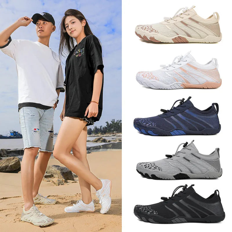 Casual beach running shoes with Lycra stretch fabric upper in multiple colour options