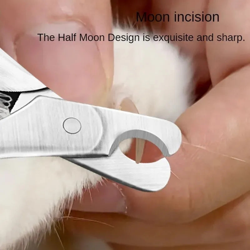 Silver stainless steel professional pet nail clipper with spring-loaded handles.