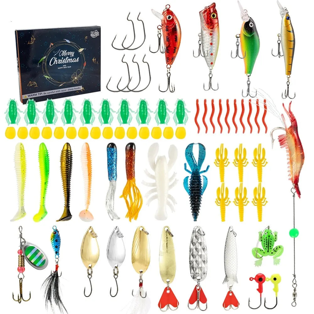 Christmas Mino Bog 24-piece metal fishing set in 01 style colour blind box