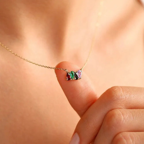 Zircon birthstone necklace with titanium steel chain and month pendant