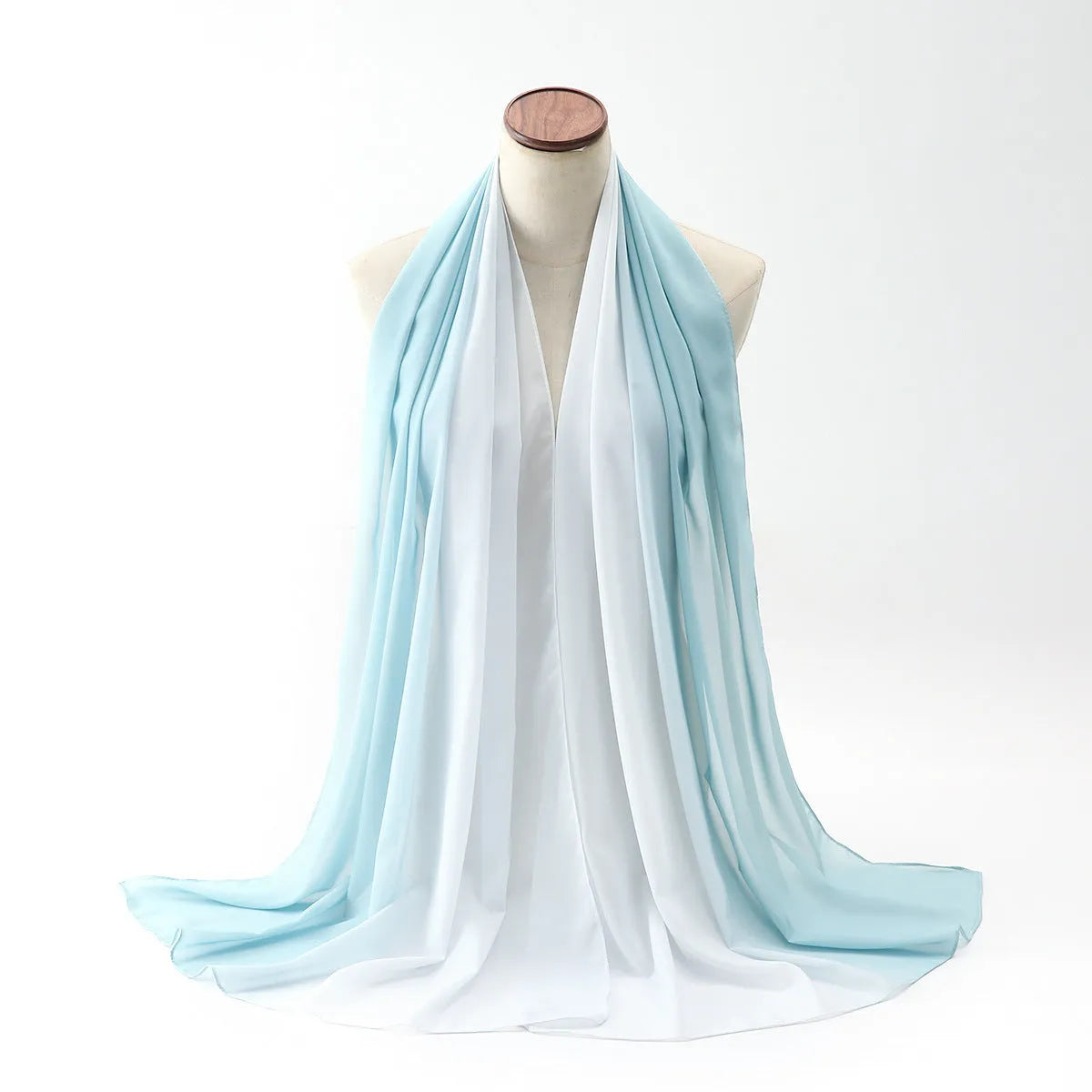 Long polyester chiffon summer scarf for women in an ethnic style, shown in one of twelve available colours.