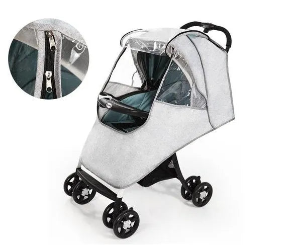 Universal baby stroller rain cover in waterproof cationic linen fabric with nonslip handle