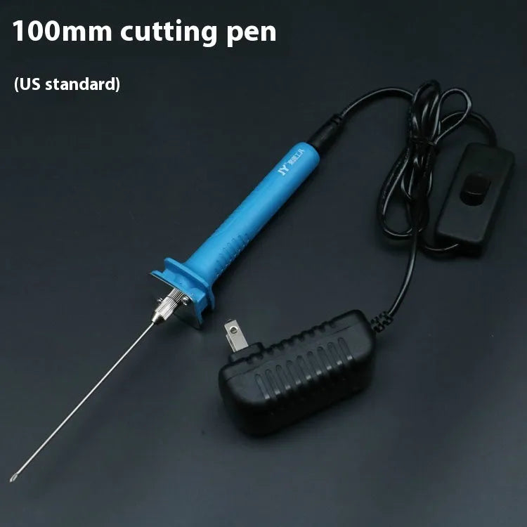 Blue electric heating cutter pen for foam cutting with plastic handle and adapter