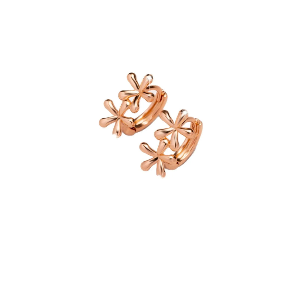 Rose gold electroplated waterdrop flower earrings with circular geometric shape