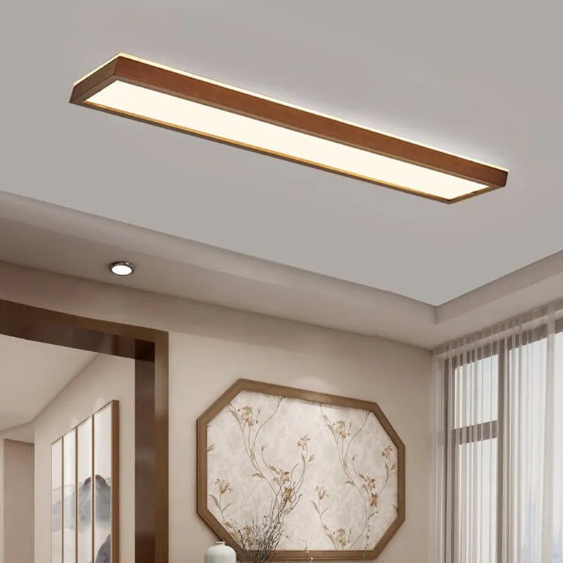 Solid wood long ceiling lamp in new Chinese style for balcony lighting with multiple length options