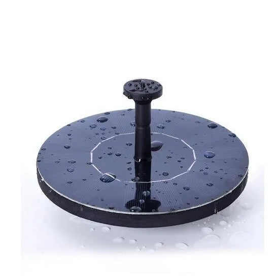 Black solar garden fountain with mercury floating design and four spray nozzles for ponds