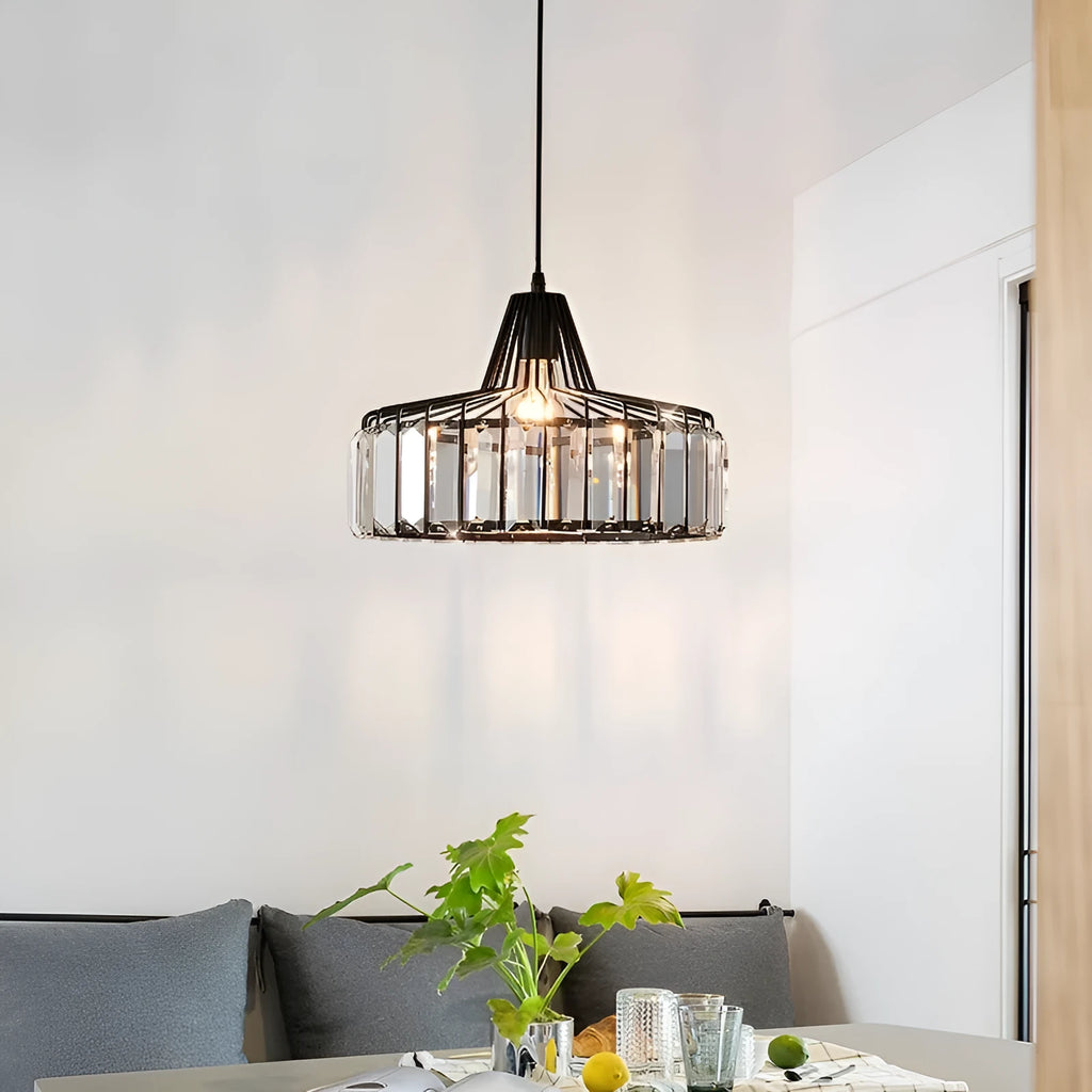 Modern crystal chandelier ceiling lamp with sun lamp design in black iron finish