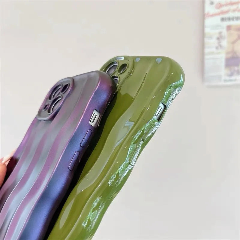 Silicone mobile phone case with water ripple design for iPhone 17 series in green colour